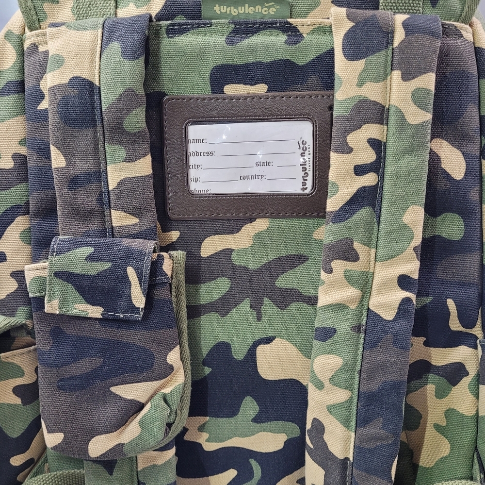 TURBULANCE CAMO MILITARY STYLE TRAVEL HEAVY DUTY CANVAS BACKPACK 18.5" GREEN - Picture 5 of 11